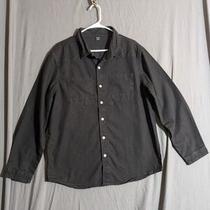 Manfinity Mens XL Black Long Sleeve Button Up Work Shirt